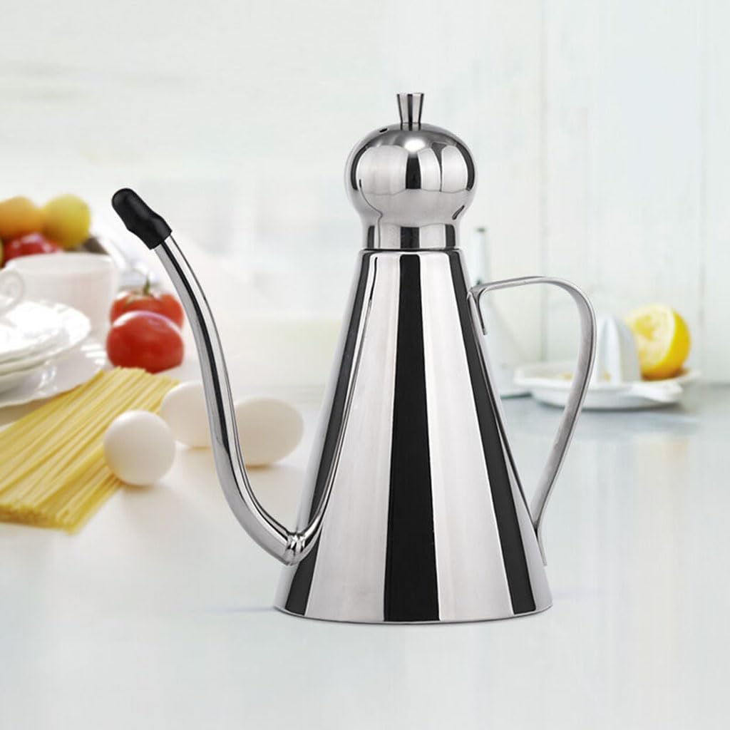 Dozownik oliwy z oliwek SUS304 Kuchnia ze stali nierdzewnej Słoik do przechowywania pojemnika Canister Pourer Odporny na wyciek(Size:1000ML,Color:Silver)