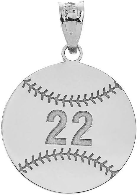 Sports Charms 925 Sterling Silver Personalized Baseball/Softball Pendant with Your Name and Number