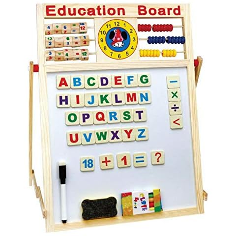 Luebel® Kids Easel -Wooden 6 in1 Activity Blackboard Whiteboard Board Childrens Drawing Art Chalk Board Cover