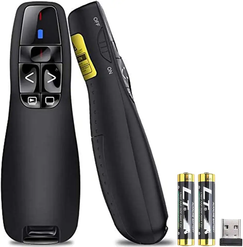 Wireless Presenter Remote Controller, R400 2.4GHz Wireless USB Presenter PowerPoint Red Laser Pen Pointer PPT Clicker for Presentation