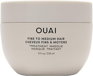 OUAI Fine to Medium Hair Treatment Masque: Hydrating Repair Mask with Shea Butter, Keratin & Panthenol - Paraben-Free, Boosts Shine (8oz)
