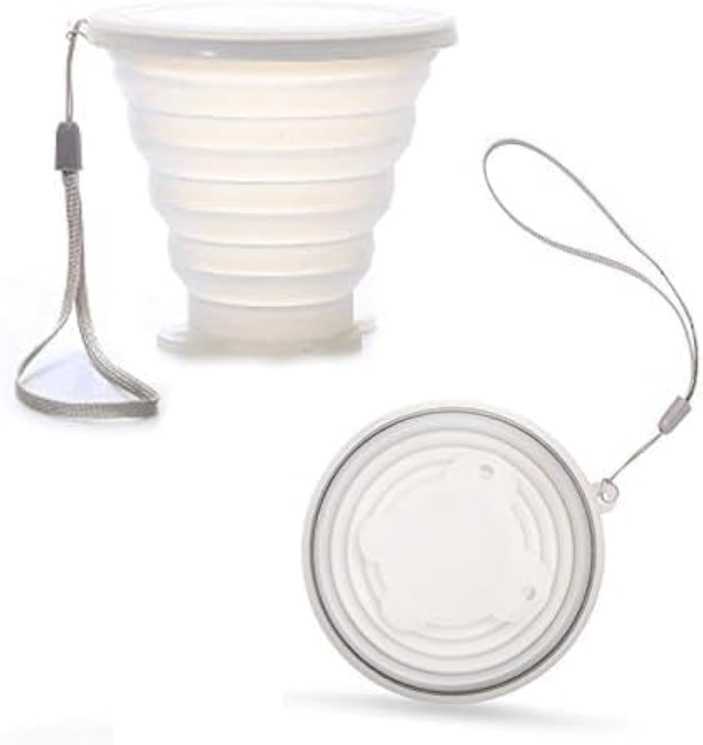 Folding Silicone Cup High and Low Temperature Cup, Non-Toxic Silicone Material Camping, Travel Commuting to Work or School, Outdoor Sports, Disaster Preparedness Goods (270 ml) (White)