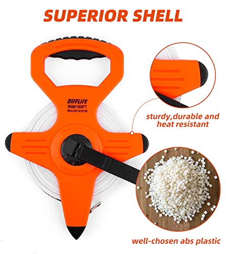 Difflife Open Reel Measure Tape Measuring Reel,165-Feet-50M By 1/2 Inch, 3X Speed Double-Coated Fiberglass Tape Measure With Metal Spike, Athletic Field, Long Jump Measuring Tape Reels (165Ft) #TOP3
