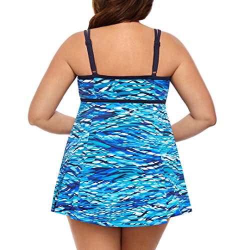 Longitude Swimsuit - Empire Princess Seam Swimdress - Blue2
