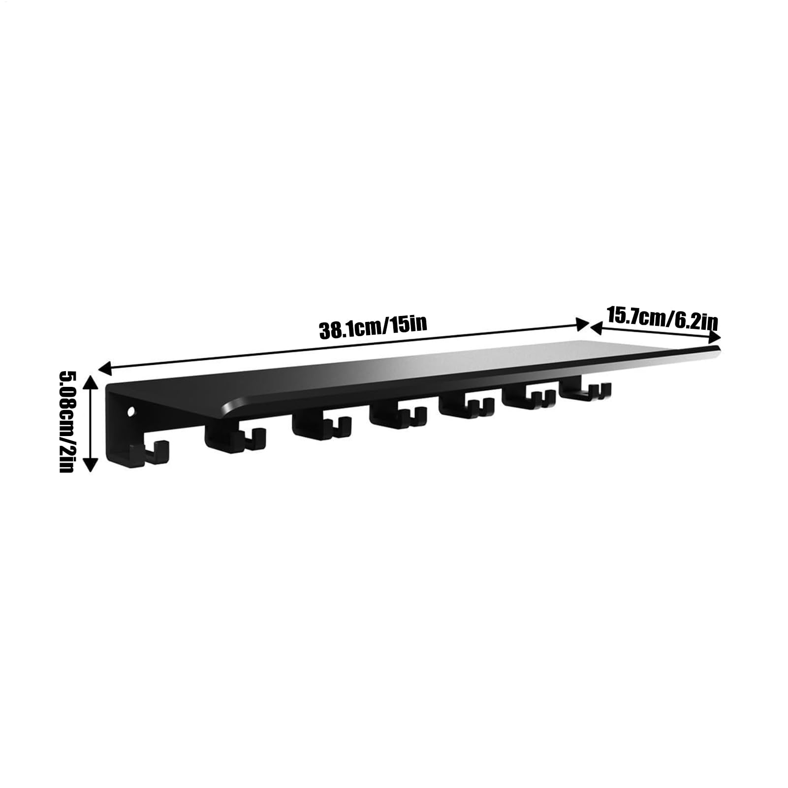 Wall Shelf - Adjustable Storage Rack Organizer, Heavy Duty Holder Bracket Mount, Space Saving Multipurpose Hanger, Secure Support System for Workout Fitness Home Gym, Wall Organizer, Black
