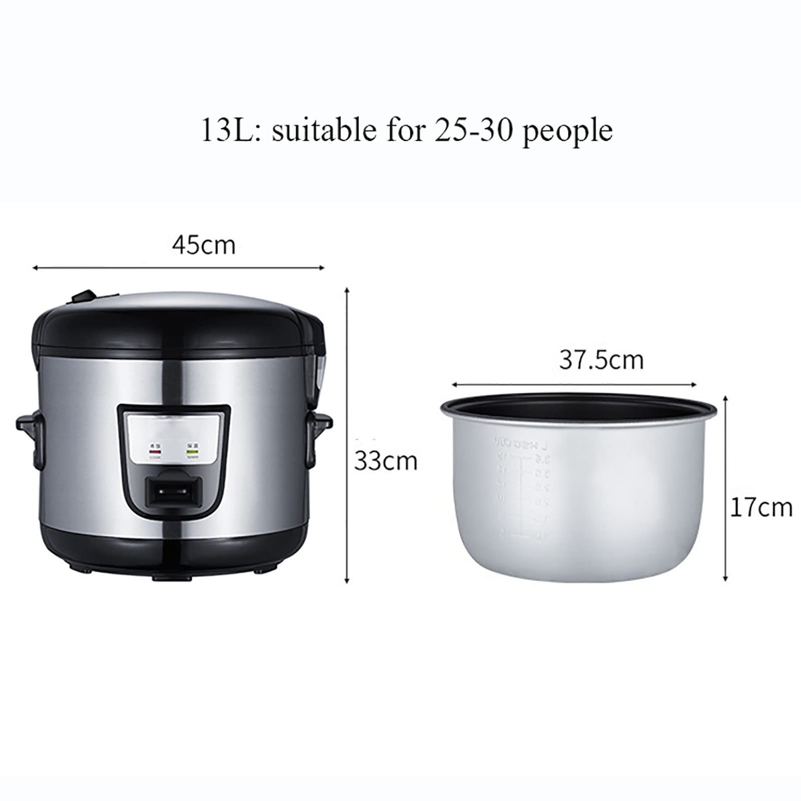 Cuiseur à Riz Yollnia 23L 2500W - Pour 50-80 Personnes, Bol Antiadhésif Lavable