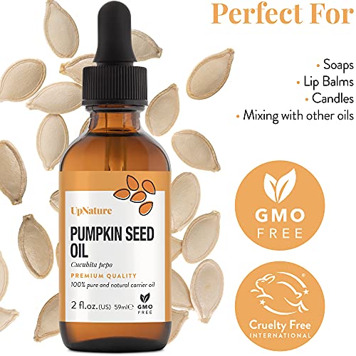 Pumpkin Seed Oil 2Oz - 100% Natural & Pure Pumpkin Oil For Skin, Moisturizes Skin & Body- Pumpkin Seed Oil For Hair Growth, Hair Oil For Hair, Eyelashes & Eyebrows- Carrier Oils For Essential Oils #TOP2