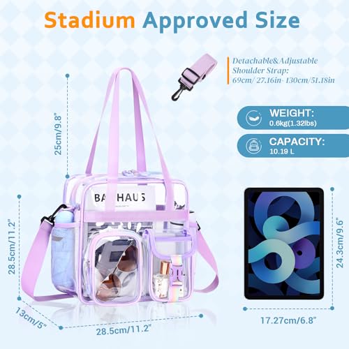 Image of Clear Tote Bag, Heavy Duty PVC 12x 12x6 in Clear Bag for Stadium Events for Women Men
