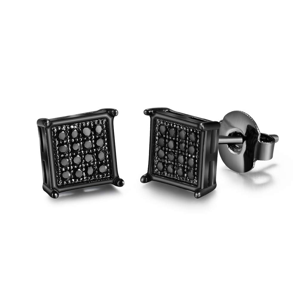 Tarsus Hypoallergenic Black Square Men Earrings Studs Stainless Steel Earrings for Sensitive Ears Nickel Free Jewelry Diam... - Review, Price and Buying Guide