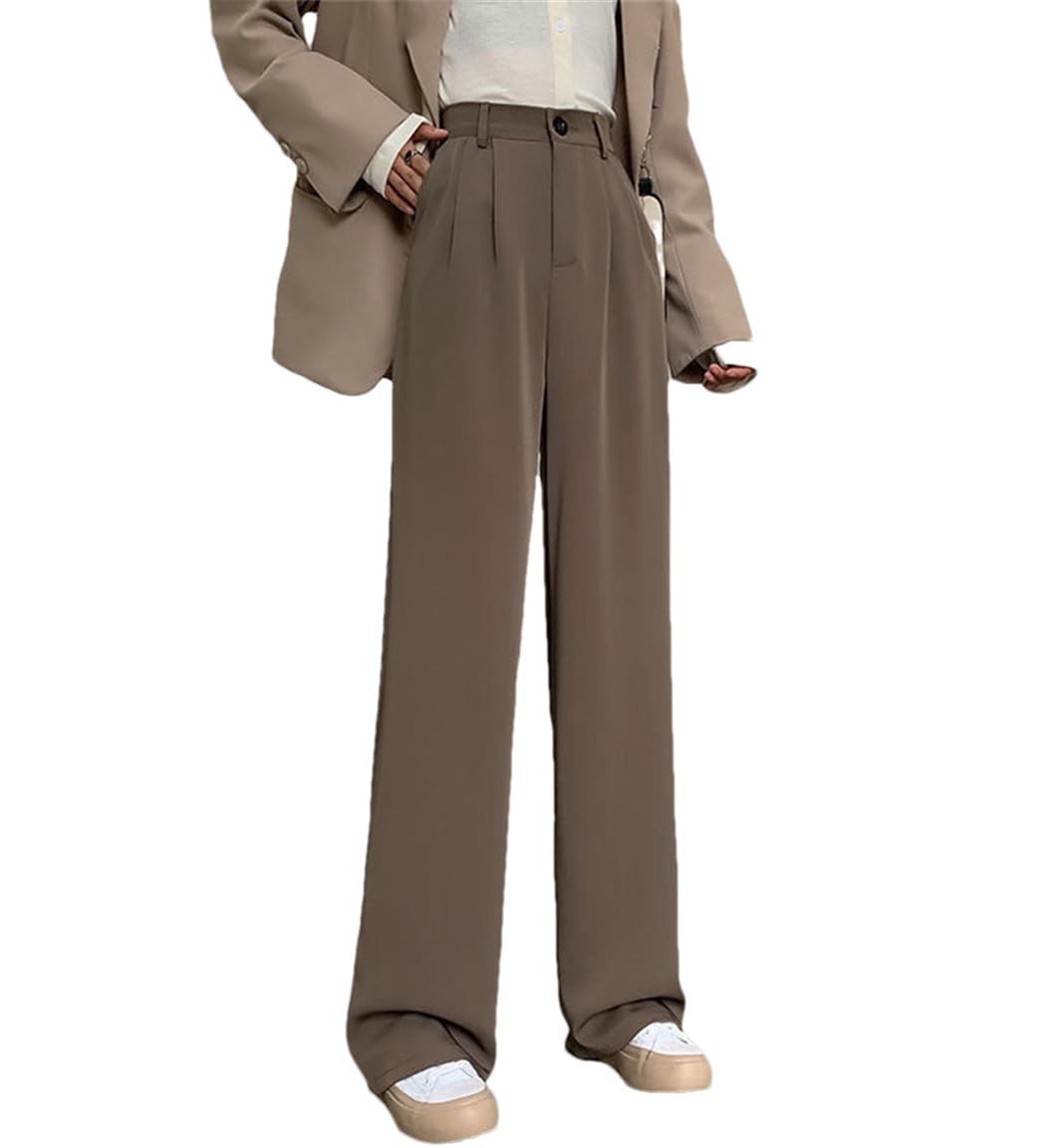 High Waist Suit Trousers Thin High Waist Drape Trousers Womens Casual Straight Wide Leg Cargo Pants