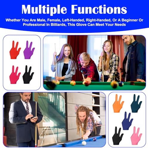 12 Stück Dreifinger Billard Handschuh,Atmungsaktive Elastizität Billiard Pool Cue Gloves,Professionelle Snooker Handschuhe,Billardhandschuhe,Poolhandschuhe,für Pool-Spiele, Snooker, Carom-Spiele