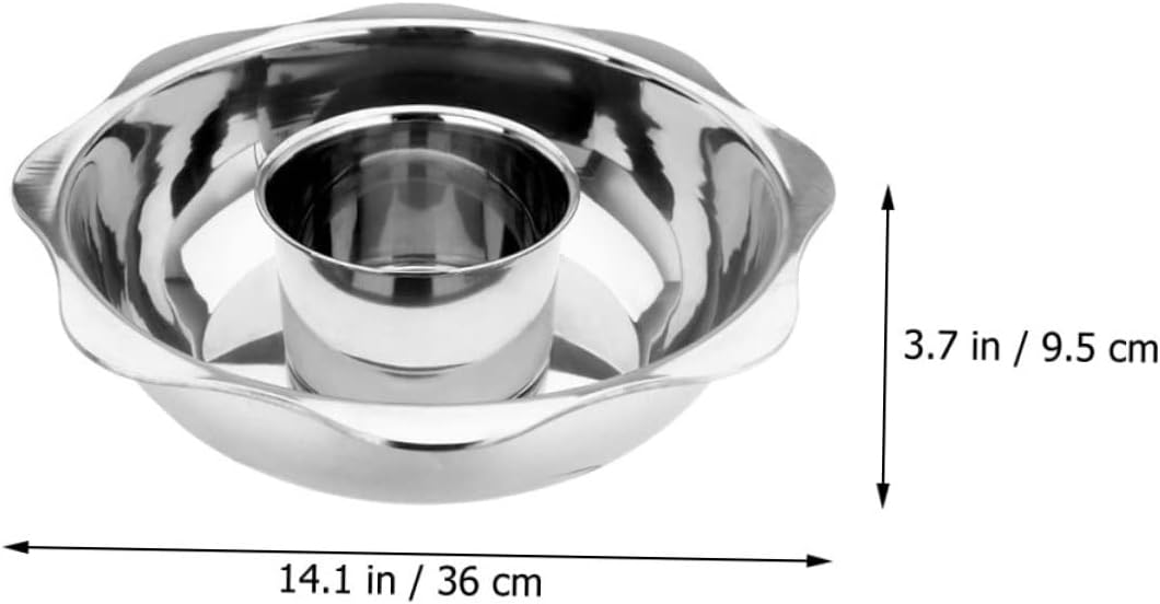 Hemobllo Stainless Steel Double Flavor Hot Pot Divider 2-Layer Cooking Pot for Chinese Style Cuisine Induction Compatible for Family Gatherings and