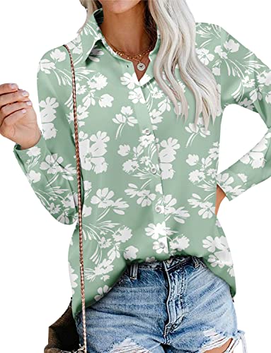 Image of Magritta Women's Shirts Fashion Casual Loose Fit Long Sleeve Button Down Lightweight Collared Blouse Tops