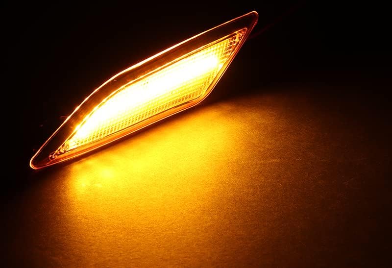 EPARTS Fender Side Marker Light Turn Signal Lamp Assembly Replacement Compatible With 2010-2013 Mercedes Benz W212 E-Class E300 E350 E550 (Clear Lens/Amber LED)