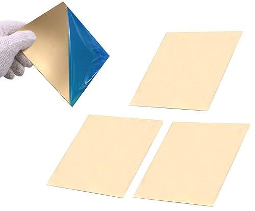 Daseyyue 3 láminas de latón C280, 5.9 x 5.9 pulgadas, calibre 24 (0.02 pulgadas0.020 in) de grosor, sin arañazos, película protectora en ambos lados