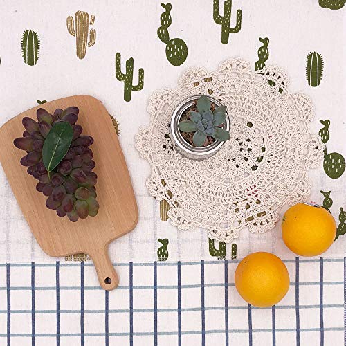 Phantomon 10 Inch Handmade Crochet Round Cotton Lace Table Placemats Doilies Pack Of 4, Beige #TOP2