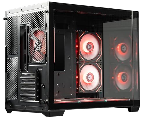 Image of Circle Lucid Curve MX Mid Tower Computer Case | Gaming Cabinet - Black | Panoramic Curved Glass | Supports M-ATX and ITX | Pre Installed 3X Bottom, 2X Side and 1X Rear 120MM Infinity Mirror ARGB Fans