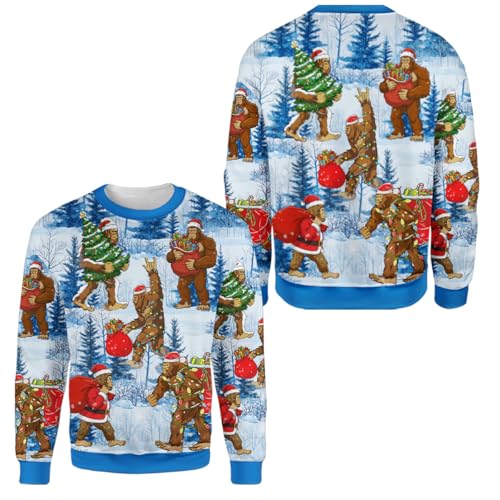 All Over Print Christmas Cowboy Sweatshirt - Fake Ugly Christmas Sweater - Image 4