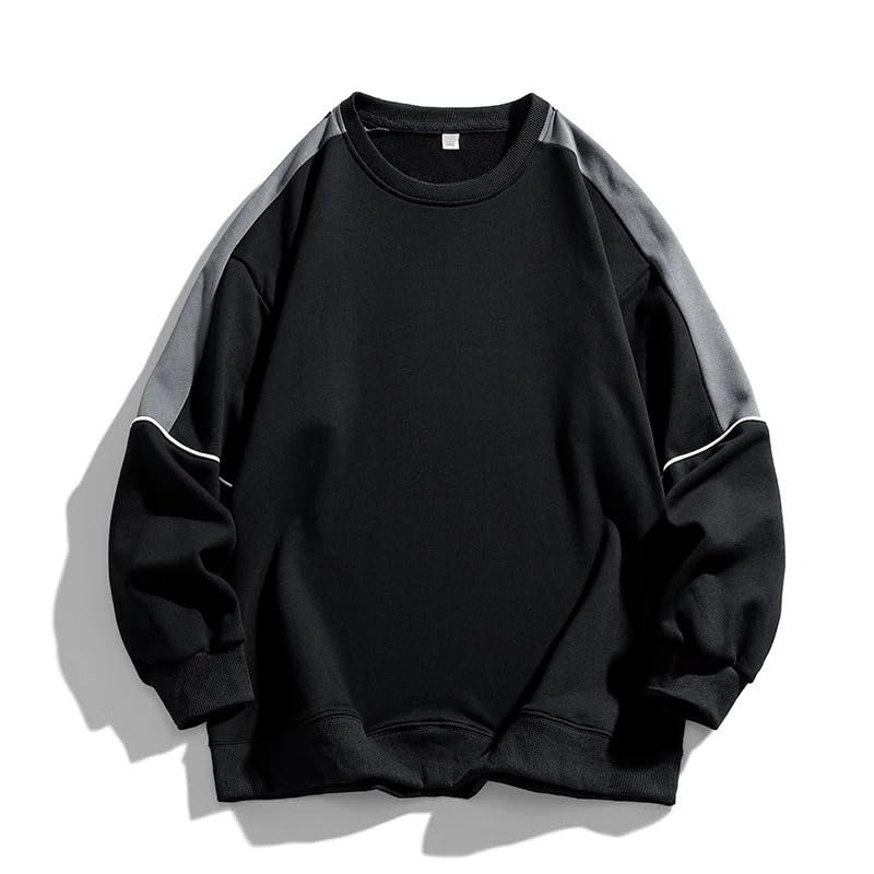 Men Autumn Casual Pullover Round Neck Hoodies Male Long Sleeved Loose Sweatshirts Tops2