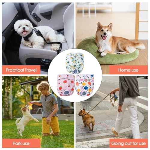 SUNNIFLY 3 Stück Hundewindeln für Hündinnen, Waschbare und Wiederverwendbare Läufigkeitshose für Hündinnen, geeignet für Hitze, Inkontinenz und Lange Reisen (Größe M)