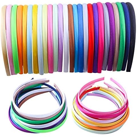 Candygirl 26pcs Satin Headbands for Girls DIY Alice Band for Baby Girls Headbands Colourful Ribbon Covered Head Band Cover