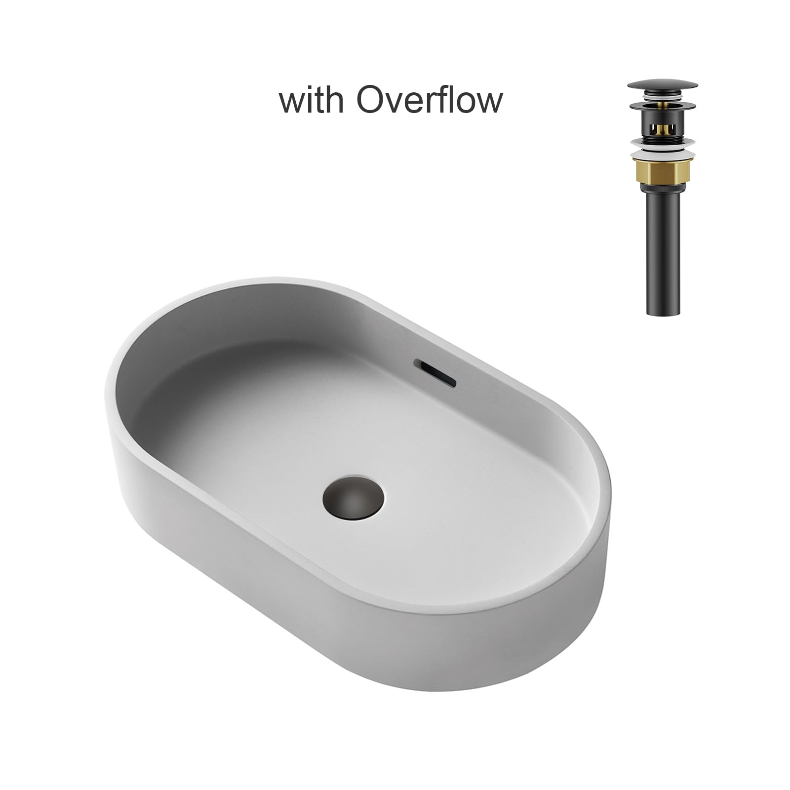 Drenaje para fregadero de baño con cesta coladora y tapón de drenaje emergente, diseño antiobstrucción para fregaderos de tocador con desbordamiento, latón inoxidable y acero inoxidable (negro