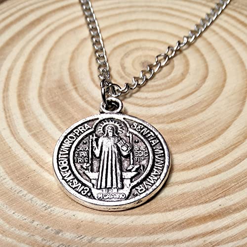 Collares Medallón San Benito Protector de Acero Inoxidable