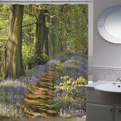 Rideau de douche séchage rapide lavable en textile fleuri