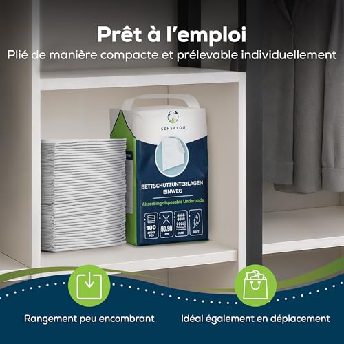 Sensalou 100x Alèses Jetables 60x90 cm - Protection de Lit Imperméable – vue 6