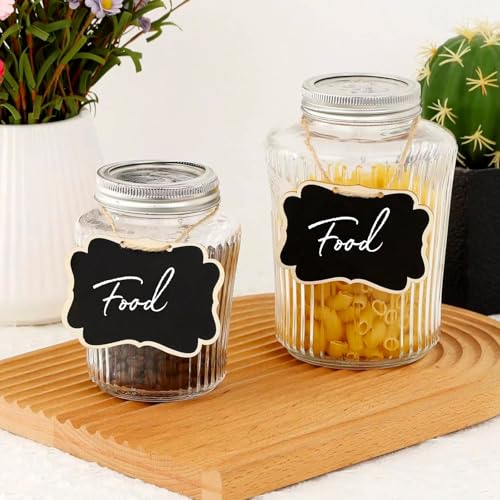 20 Stück Mini Tafel, Schiefertafel zum Aufhängen horizontal, Mini Holz Tafel Etiketten Rechteck, mit Hängenden Zeichenfolgen, für Message Board Zeichen, Party Hochzeit, Tisch Küche Shop