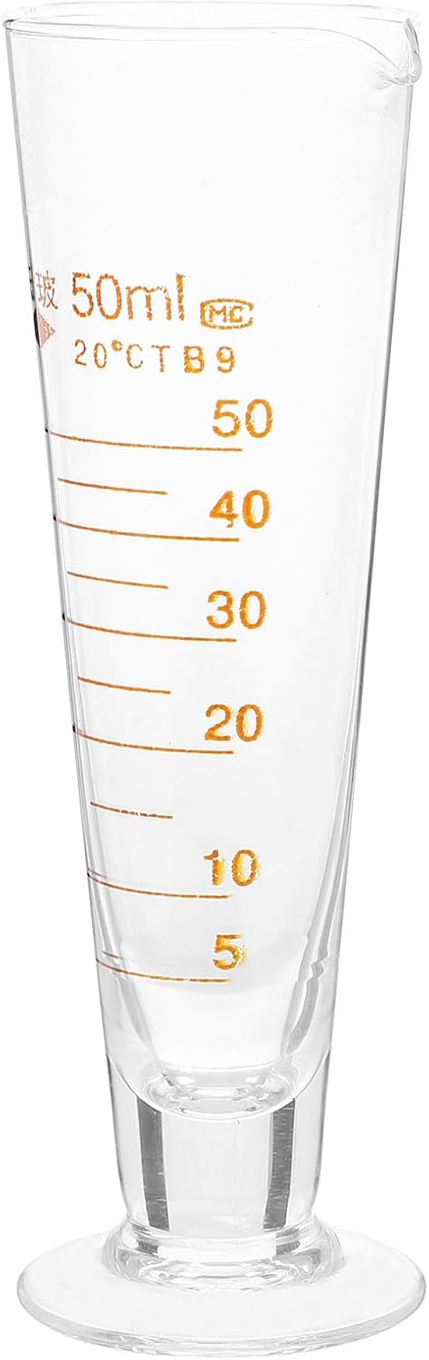 Glass Laboratory Graduated Measuring Cylinder 50ml with Scale, Precision Liquid Measuring Beaker for Chemistry Experiments and Lab Use