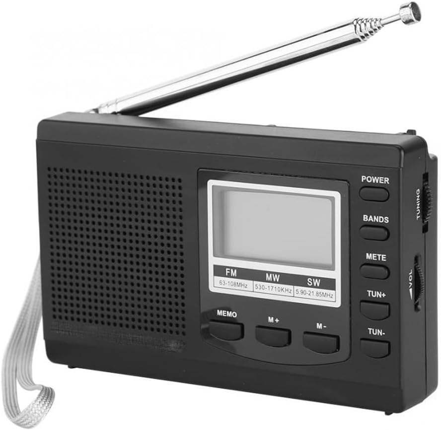 Professional Mini Portable Radios FM/MW/SW Receiver w/Digital Alarm Clock Radio Good Sound as Gift to Parent