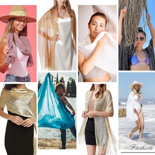 Sparkling Metallic Women Shawls and Wraps for Evening Party Dresses Wedding Party Like Chiffon Silk Scarf3