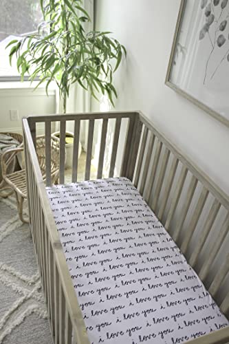 Nodnal Co. Fitted Crib Sheet - 100% Cotton For Baby Girl/Boy Nursery Bedding - Gender Neutral Patterns And Colors - Unisex For Standard Baby Or Toddler Crib Mattress (I Love You) #TOP1