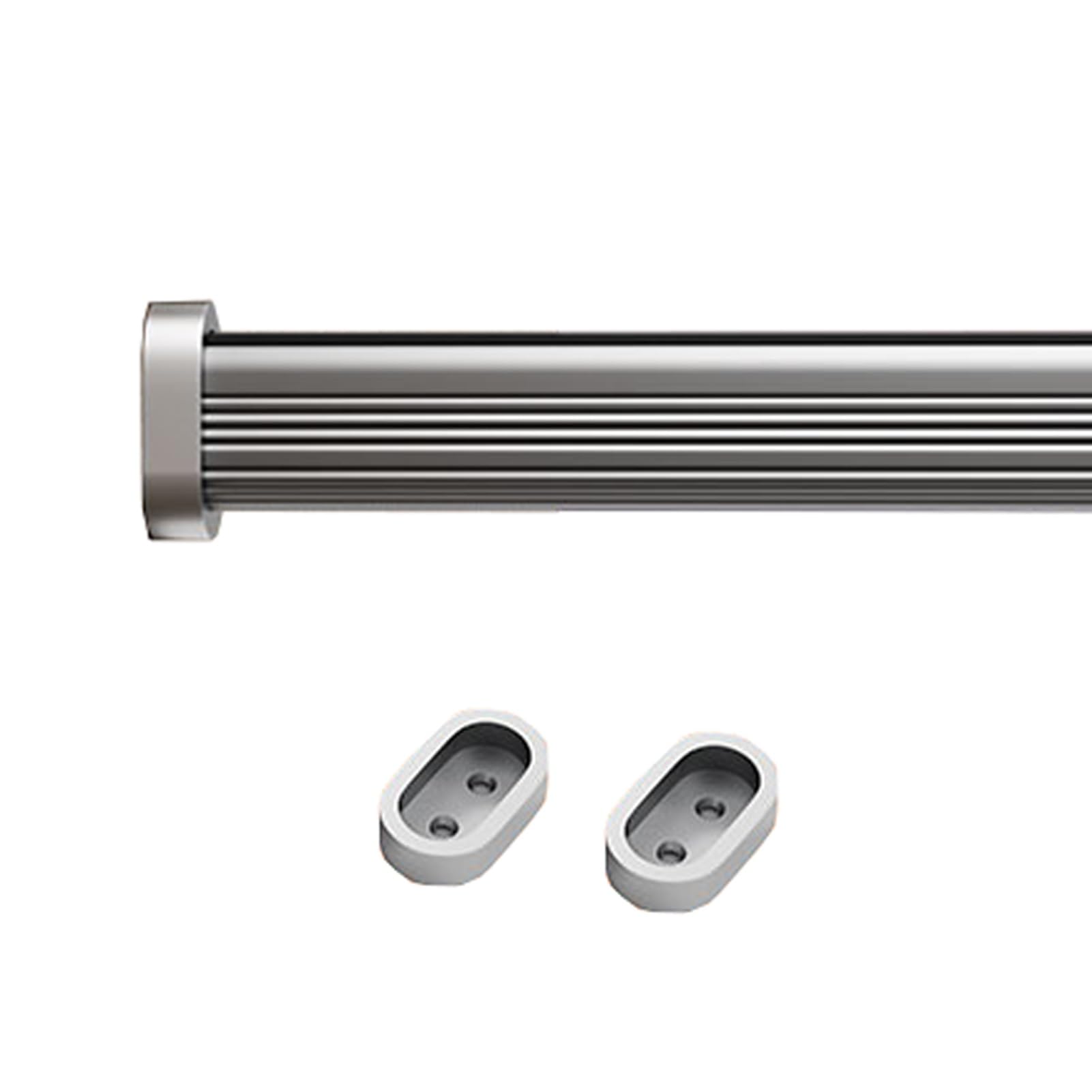DrążEk do Szaf Metalowy Drążek na Ubrania z 2 Kołnierzami, Drążek na Ubrania Do Wieszania Ubrań, Solidny Organizer Do Wieszania Ubrań w Szafie, Przycięty na Wymiar, Drążek na Ubrania z Listwą Tłumiącą