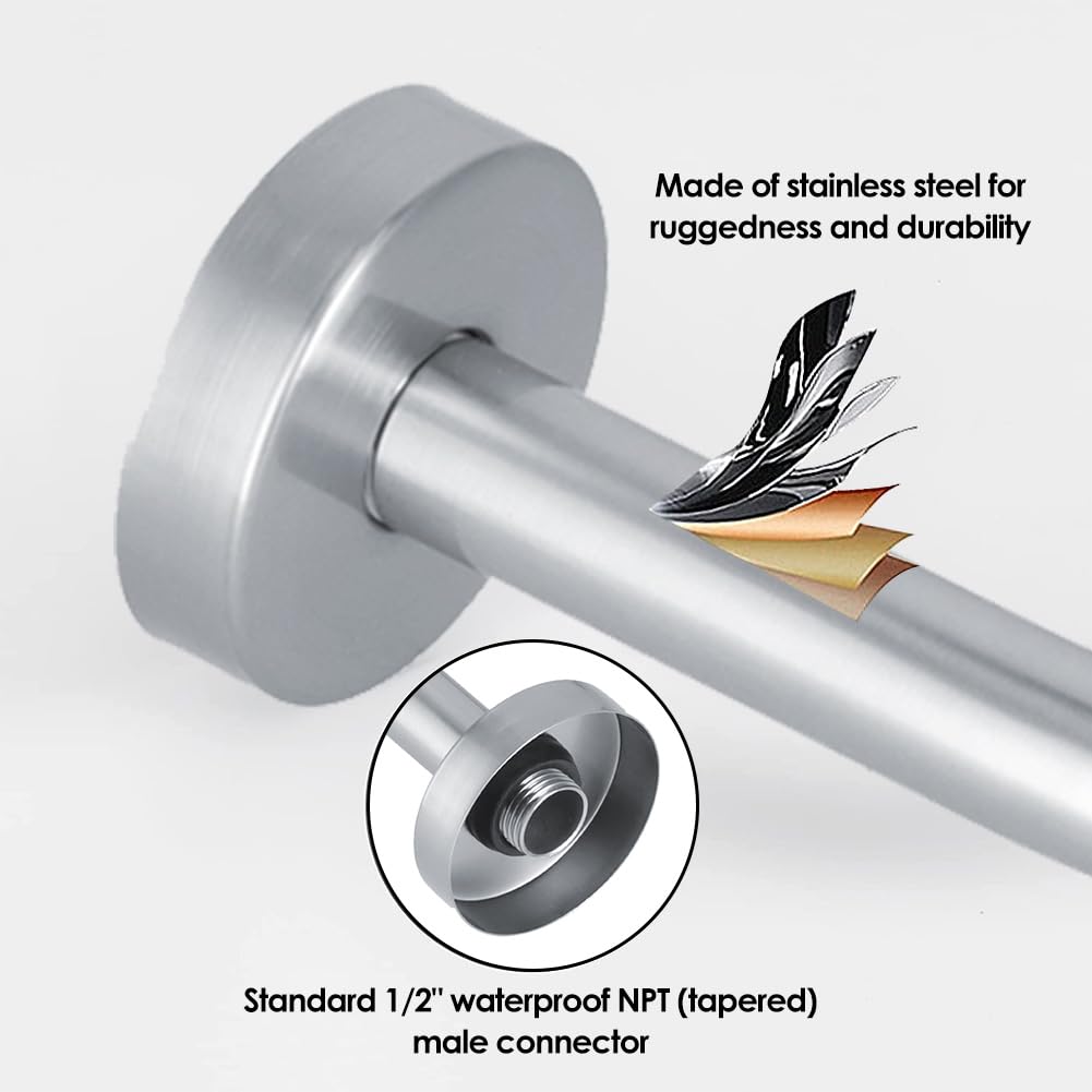 Tissting Braccio Doccia a Parete, Estensione Braccio Doccia Acciaio Inox a Forma di S con Collo di Cigno, Prolunga Soffione Doccia 6.5 Pollici, Materiale Acciaio Inox, per Casa, Bagno, Hotel
