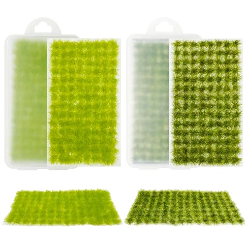 Cayway 2 Color Static Grass Tuft Model Grass Tufts Terrain Model Kit Resin Static Scenery Model Miniature Shrubs Bushes for Train Landscape Railway Artificial Grass Modeling