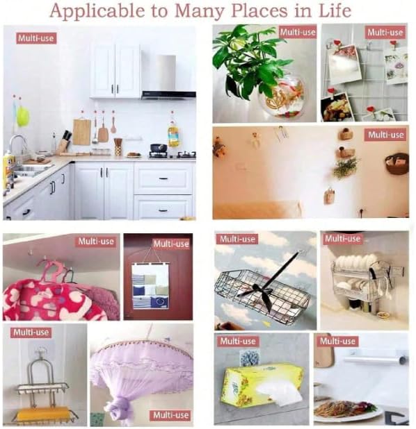 Miniatura 4 de Ganchos adhesivos transparentes, no requiere perforaciones, ganchos adhesivos resistentes, ganchos acrílicos extraíbles, paquete de 10 para cocina,