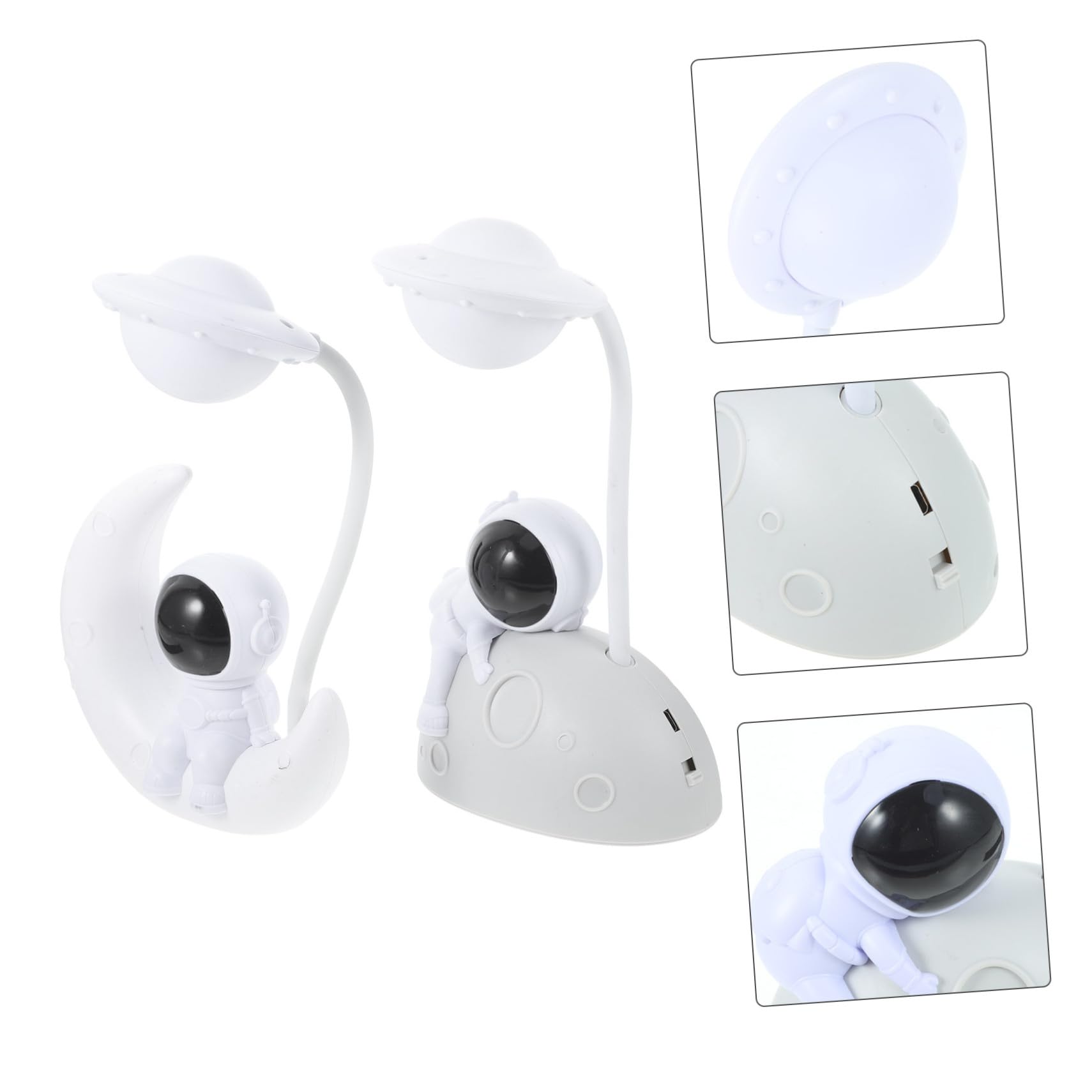 Lámpara de Noche Astronauta Usb, 2 Juegos, Plástico Blanco | Luz LED Suave, Superficie Lisa sin Deslumbrar, Decoración para Escenas Nocturnas