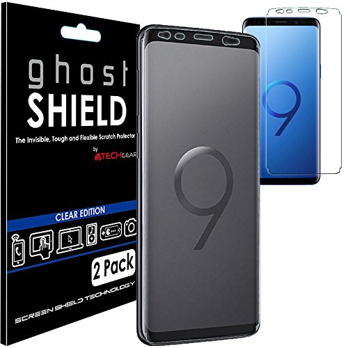 TECHGEAR [2 Pack] Screen Protectors to fit Samsung Galaxy S9 [ghostSHIELD Edition] Genuine Reinforced Flexible TPU Screen Protector Guard Covers with Full Screen Coverage inc Curved Screen