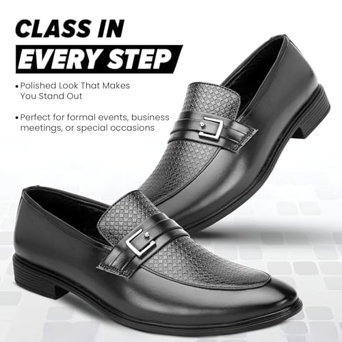 Image of STANPHORD Men Formal Slip-On Loafer Shoes | Lightweight PU Casual Office Wear Moccasins | Cushioned Insole | Anti-Slip Sole | Business Casual (TPSH M609)