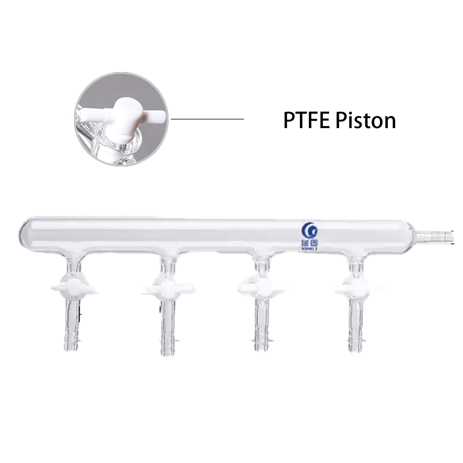 Single Bank Glass Manifold Vacuum Gas Distributor with PTFE Stopcocks Plug (4 PTFE Stopcocks)