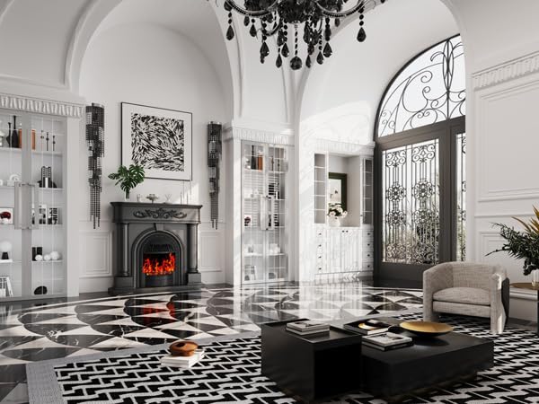 Image of Black Birdcage Electric Fireplace Insert with Realistic Logs Flames, Overheating Protection,Electric Fireplace Heater with Remote Control, Adjustable Heater for Bedroom
