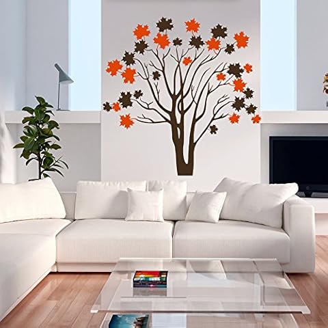 Wall Decals Autumn Nature Trees Maple Tree Forest Plants Vinyl Decal Sticker Home Décor Bedroom Living Room Nursery Murals M106 Cover
