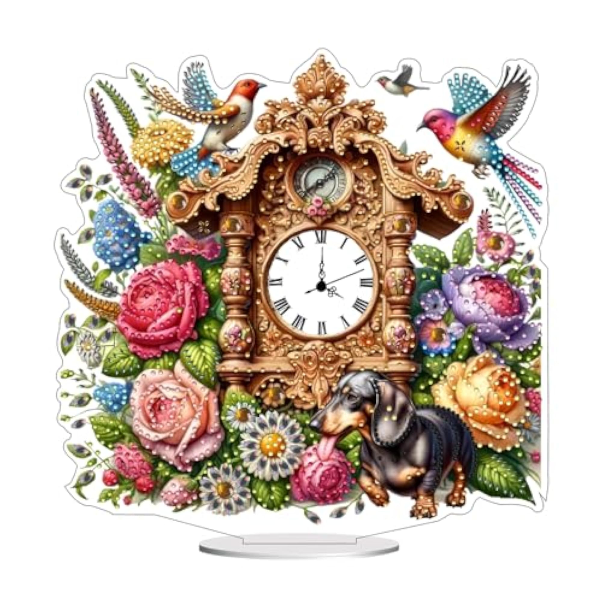 Classic Table Clock with Diamond Art Paintings