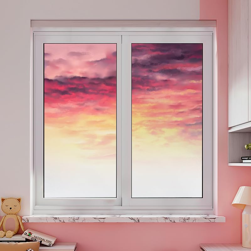 Fensterfolie Rosa Lila Gelb Milchglasfolie Fensterfolie Milchglas Selbstklebend Fensterfolie Sichtschutz Blickdicht Fenster Sichtschutzfolie Folie für Fenster Fensterfolie Bad 80x200cm/2 Pcs