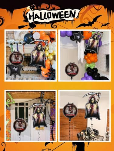 Image of AMFIN (Pack of 5) Happy Halloween Party Death God Foil Balloons - Black