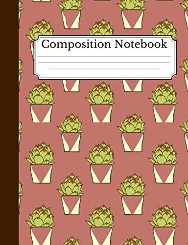 Composition Notebook: Blank College wide Ruled pink red cactus plants pattern Back to School workbook Back to School Supplies for Teachers, Students, ... gift for men and woman and nature lovers
