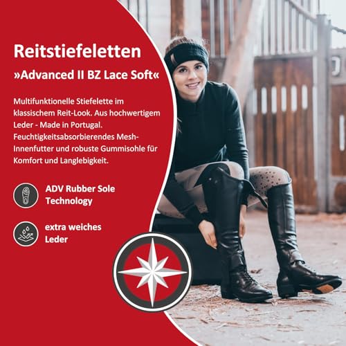 Bottines d'équitation confortables avec fermeture éclair et lacets ajustables