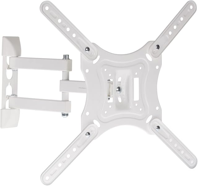 ProperAV Heavy Duty Swing Arm TV Bracket White 23''-55" 15Deg Tilt VESA 200x200